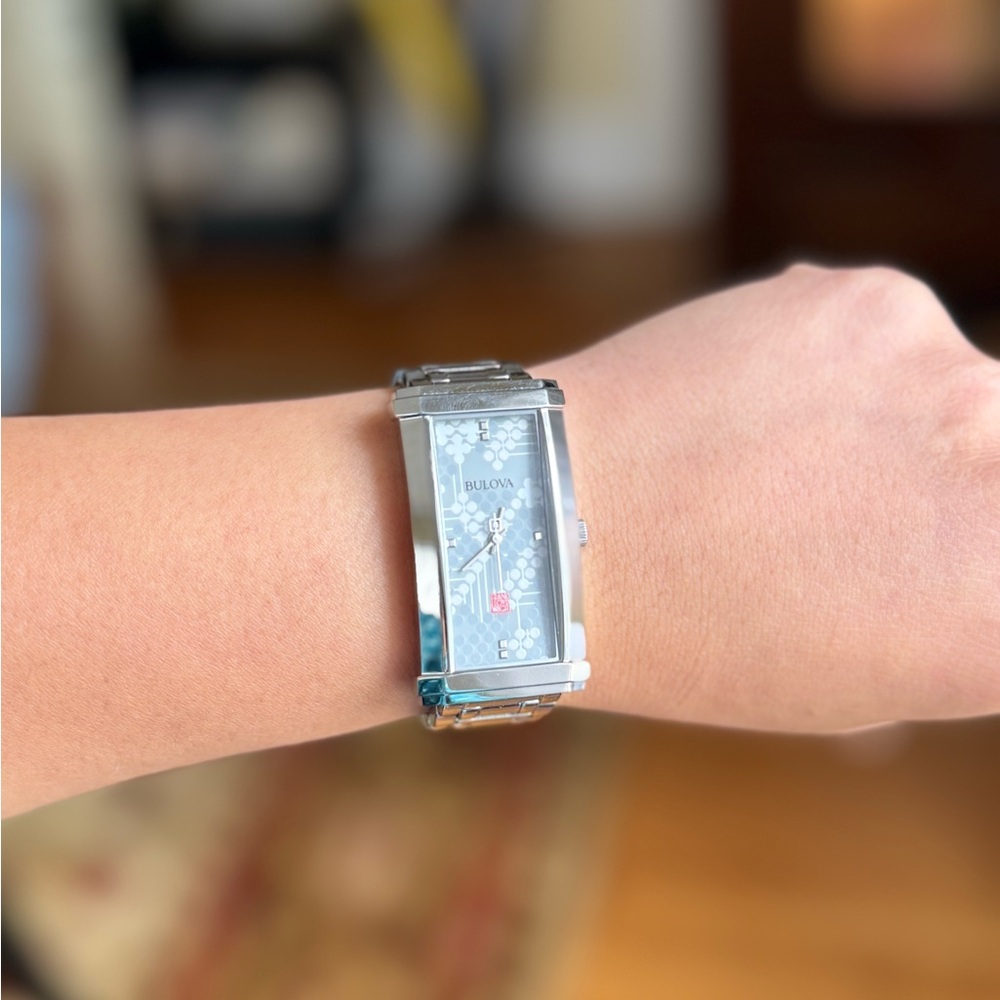 Bulova Frank Lloyd Wright Silver Pattern Watch - image 3